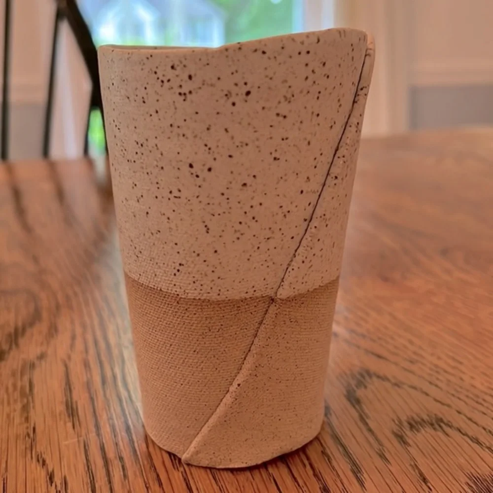 STUNNING HANDMADE VASE WITH SPECKLE AND ROUGH DETAIL